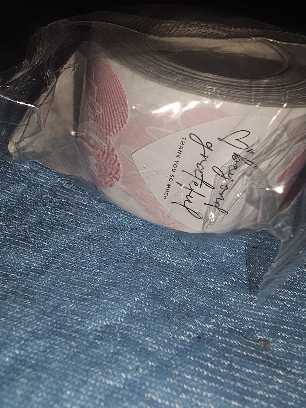 Pink Heart Thank You Stickers Roll – Unbranded